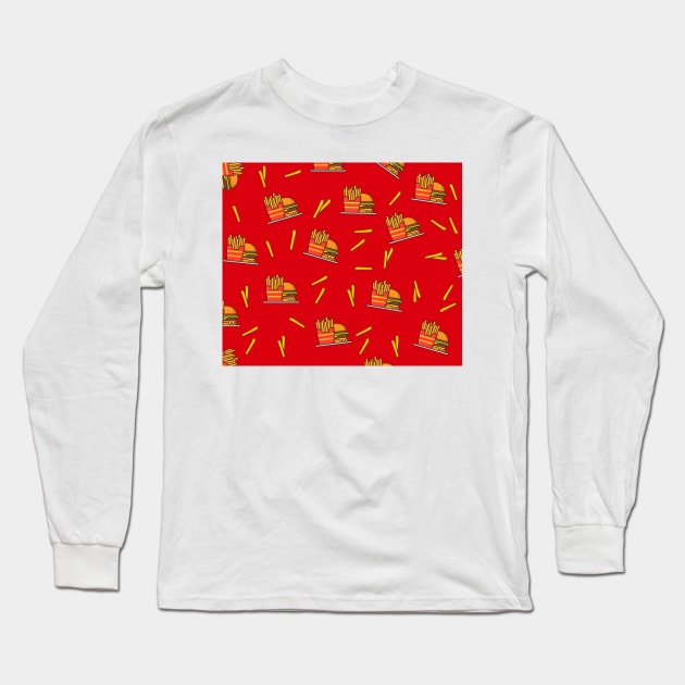 Burger and Fries Long Sleeve T-Shirt by timegraf